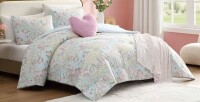 Betseyville 4-Piece Patchwork Floral Blue Twin XL Comforter Set $199