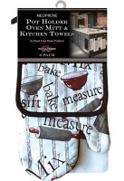 NEOPRENE 4-Piece Set Pot Holder, Oven Mitt and 2 Kitchen Towels New
