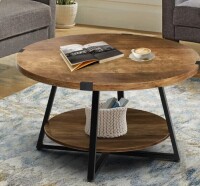 17 Stories Jahaira Round Coffee Table with 2-Tier Storage Shelves New in Box $499