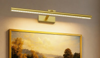 Mercer41 24" Wireless Picture Light with Remote &ndash; Dimmable Battery Operated Wall Sconce, Adjustable Color Temperature & Timer for Artwork, Gallery Wall, Bedroom, Gold New In Box $199