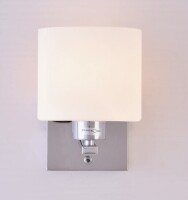 Marlow Home Co. 1-Light Theodore Chrome and Glass Armed Sconce Similar to Picture New In Box $199