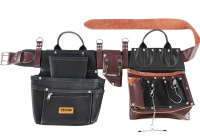 VEVOR Tool Belt, 31 Pockets, Adjusts 32 Inches to 54 Inches, Leather Heavy Duty Tool Pouch Bag, Detachable Tool Bag for Electrician, Carpenter, Handyman, Woodworker, Construction, Black/Brown New In Box $199