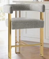 Everly Quinn 25" Upholstered Gold Chenille Arm Counter Stool in Gray New in Box $399