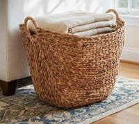 Birch Lane&trade; Cole and Grey Seagrass Handmade Large Woven Brown Decorative and Functional Storage Basket with Ring Handles New In Box $199