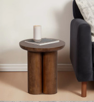 Joss & Main Natural Wood Round Side Table for Home Decor - Modern Sculptural Accent Table for Living Room, Bedroom, Functional Narrow End Table Design - 18" New In Box $399