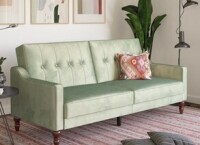 Novogratz Vintage Tufted Split Back Sleeper 81.5" Sofa, Green Velvet New in Box $599