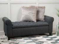 Noble House Sheffield Contemporary Rolled Arm Fabric Storage Ottoman Bench New in Box $399