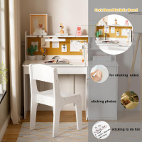 PAKASEPT Kids Desk and Chair Set,Kids Study Desk with 3-Color Lights(Not Rechargeable),Tiltable Desktop,Multi Functional Table for Kids 5-12,Student Writing Desk with Hutch,Storage Cabinet New in Box $299
