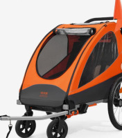 VEVOR Bike Trailer for Toddlers, Kids, Double Seat, 100 lbs Load, 2-In-1 Canopy Carrier Converts to Stroller, Tow Behind Foldable Child Bicycle Trailer with Universal Bicycle Coupler, Orange and Gray new in box $499