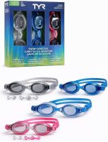 TYR Junior Swim Goggles 3-Pack (Ages 10+), CSTC JR Goggle Set Smoke/Multi LCWJGCA New In Box