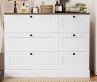 Wade Logan Beckwourth 6 Drawer 43.31" W Wood Modern Double Dresser New in Box $699