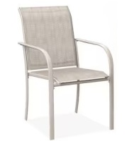 Latitude Run Sandshell Frame All-Weather Stackable Metal Outdoor Patio Chairs with Sandshell Textilene Fabric New in Box $299