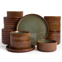 Ebern Designs 24-Piece Stoneware Dinnerware Set, Microwave & Dishwasher Safe - Service for 8 New In Box $299