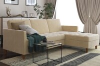 DHP Presley Reversible Storage Sectional Futon in Ivory Chenille (2 Boxes) New in Box $1799