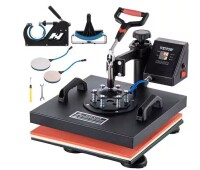 Vevor 15 in. L x 15 in. W Heat Press 5 in 1 Teflon Coated ETL/FCC Listed Sublimation Printers with Mug, Cap, Plate, Black New in Box $499