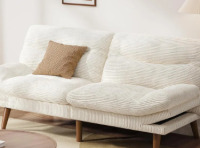 Pipishell Convertible Futon Sofa Bed, 66? Corduroy Futon Couch with Adjustable Backrest and Armrests, Recliner Sleeper Sofa for Small Spaces, Play Room or Office, White new shelf pull $499