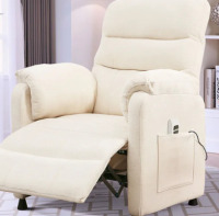Pipishell Comfortable white fabric electric recliner,new in box $299