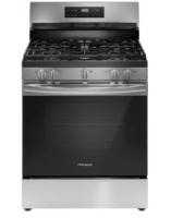 Frigidaire 30 Inch Freestanding Gas Range with 5 Sealed Burners, 5.1 cu. ft. Oven Capacity, 18,000 BTU Quick Boil Burner, Simmer Burner, Storage Drawer, and Steam Clean: Stainless Steel damaged glass new $1499