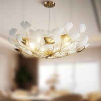 Mercer41 Ceramic Ginkgo Leaf Kimberland 6 - Light Chandelier L31.5 Inch Branch Chandelier New In Box $599