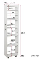 Roomfitters 7 Tier Pull Out Pantry Cabinet Slim Side Storage Tower Mobile Kitchen Cart Rolling Gap Organizer, White New In Box $199