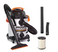 RIDGID 10 Gal. 6.0 Peak HP Stainless Steel Shop Vacuum Wet Dry Vac with Filter, Locking Hose and Accessory Attachments WD1060 $299