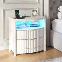 Wrought Studio 2-Drawer Nightstand with Charging Station and LED Lighting, New in Box $299