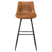 George Oliver 28" Faux Leather Modern Low Back Counter Stool, Whiskey Brown, New in Box $399