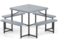 Costway Outdoor Square Picnic Table Bench Set for 4-8 People with Umbrella Hole $499