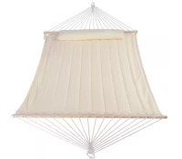 Atesun 12 ft. to 15 ft. Quilted Double 2-Person Hammock with Hardwood Spreader Bar and Pillow in Beige New In Box $199