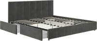 DHP Rose Upholstered Platform Bed with Underbed Storage Drawers and Button Tufted Headboard and Footboard, No Box Spring Needed, King, Gray Velvet, (2 Boxes), New in Box $599