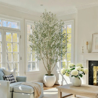 Primrue 9' Grand Artificial Olive Tree in White Planter - Large Faux Multi-Trunk Floor Plant for High Ceilings - Minimalist & Modern, New in Box $599