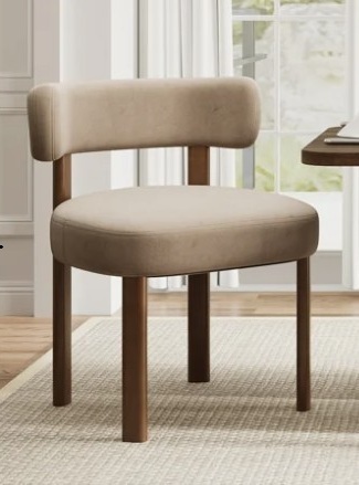 Hokku Designs Upholstered Solid Wood Dining Chair Side Chair in Khaki $399