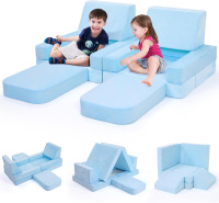 CoziBB Modular Kids Play Couch Convertible - Toddler & Child Sofa DIY Creativing Play Couch for Playroom Bedroom Nursery Freely Removable Versatile Fold Kids Sofa for Playing, Creativity, Sleeping New In Box $99
