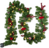 FUNPENY 9 FT Artificial Christmas Garland, Pre-Lit 50 LED Battery Operated Lighted Xmas Garland with 8 Modes for Indoor Holiday Door Home Decorations (Red) $79