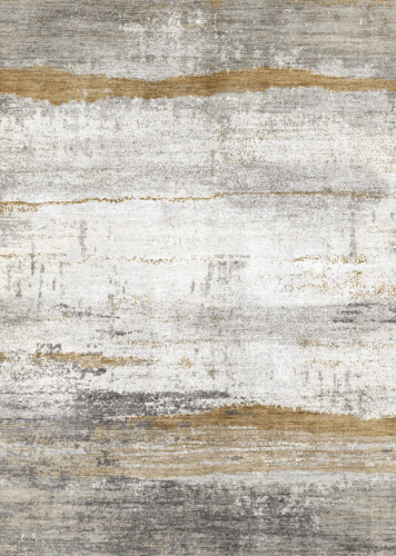 17 Stories Modern Abstract Gray/White/Gold Machine Washable Area Rug, 6'x9' $299