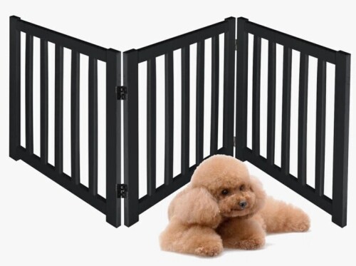 Tucker Murphy Pet&trade; Solid Wood Freestanding Foldable Pet Gate for Dogs, 60"W 3 Panels for Doorways, Stairs, Hallways etc New In Box $99