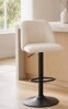 COLAMY Bar Stool Modern Swivel Bar Chair Adjustable Upholstered Barstool in Beige New in Box $299