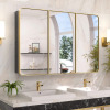Orren Ellis Gervon (32" H x 48" W x 5" D) Rectangle Recessed Medicine Cabinet with Adjustable Shelves, Gold, New in Box $699