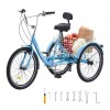 VEVOR Adult Tricycles Bike, 20 Inch Three-Wheeled Bicycles, 3 Wheel Bikes Trikes, Carbon Steel Cruiser Bike with Basket & Adjustable Seat, Picnic Shopping Tricycles for Seniors, Women, Men (Blue), New in Box $499
