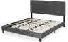 King-Size Upholstered Platform Bed Frame with Contemporary Tufted Waffle Stitching, Easy Assembly, Charcoal Grey, New Open Box $599