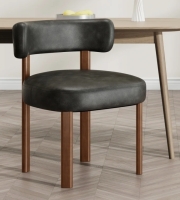George Oliver Elegant Modern PU Leather Upholstered Side Dining Chair with Curved Back & Solid Wood Legs, Black $999