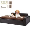 VEVOR Pet Sofa, Dog Couch for Large-Sized Dogs and Cats, Soft Leather Dog Sofa Bed, 110 lbs Loading Cat Sofa, Brown, New in Box $299