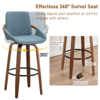 George Oliver Carruth Swivel Upholstered Counter & Bar Stool, Blue, New Open Box $399