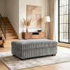 Ebern Designs Upholstered Light Gray Faux Rabbit Fur Flannel Rectangle Ottoman, Single Ottoman Modular Part For Sectional Sofa, New in Box $399