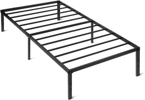 Amazon Basics Metal Bed Frame, Non-Foldable Platform Bed, Easy Assembly, Twin, 39W x 75L x 14H in, Black New Shelf Pull $199
