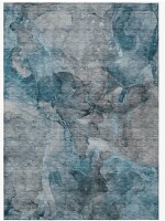 HomeRoots 5' X 8' Teal Blue And Navy Blue Abstract Washable Indoor Outdoor Area Rug New $299