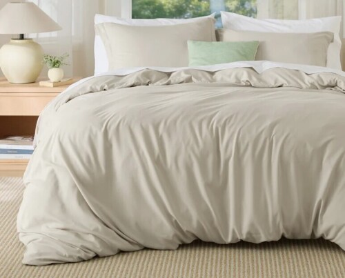 Bedsure Linen Duvet Cover Oversized Queen Size - Soft Double Brushed Bedding Set, 3-Piece New In Box $199