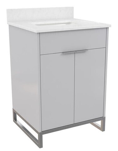 CosmoLiving Leona 24" Bathroom Vanity in Gray with Silver Metal New In Box $699