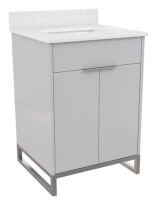 CosmoLiving Leona 24" Bathroom Vanity in Gray with Silver Metal New In Box $699