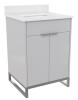 CosmoLiving Leona 24" Bathroom Vanity in Gray with Silver Metal New In Box $699